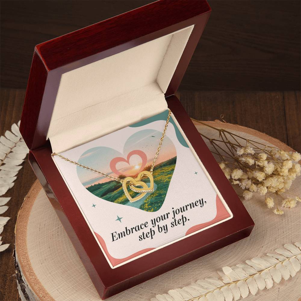 Embrace Your Journey, Step By Step: Interlocking Hearts Necklace - Mental Health Gift, Self-Love, Anxiety, PTSD Support