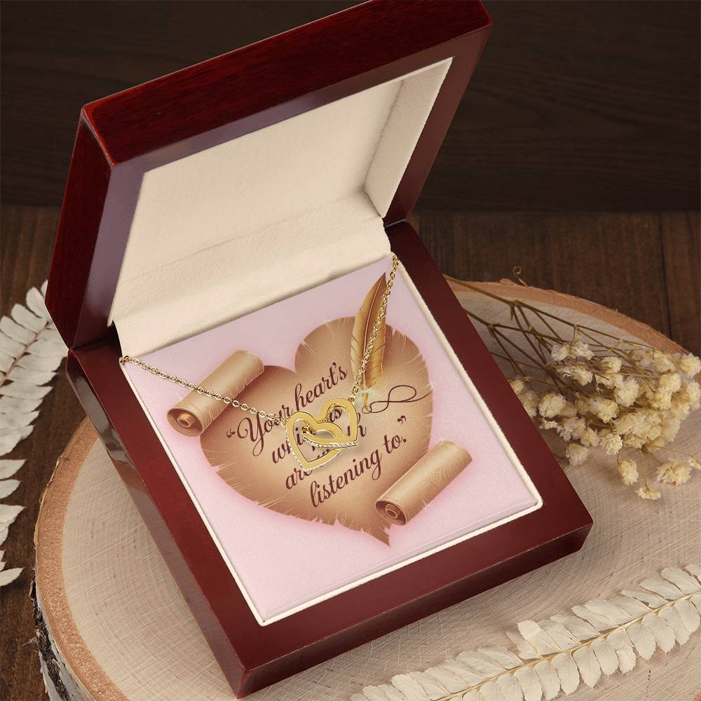 Your Heart's Whispers Are Worth Listening To: Interlocking Hearts Necklace - Mental Health Gift, Self-Love, Anxiety, PTSD Support