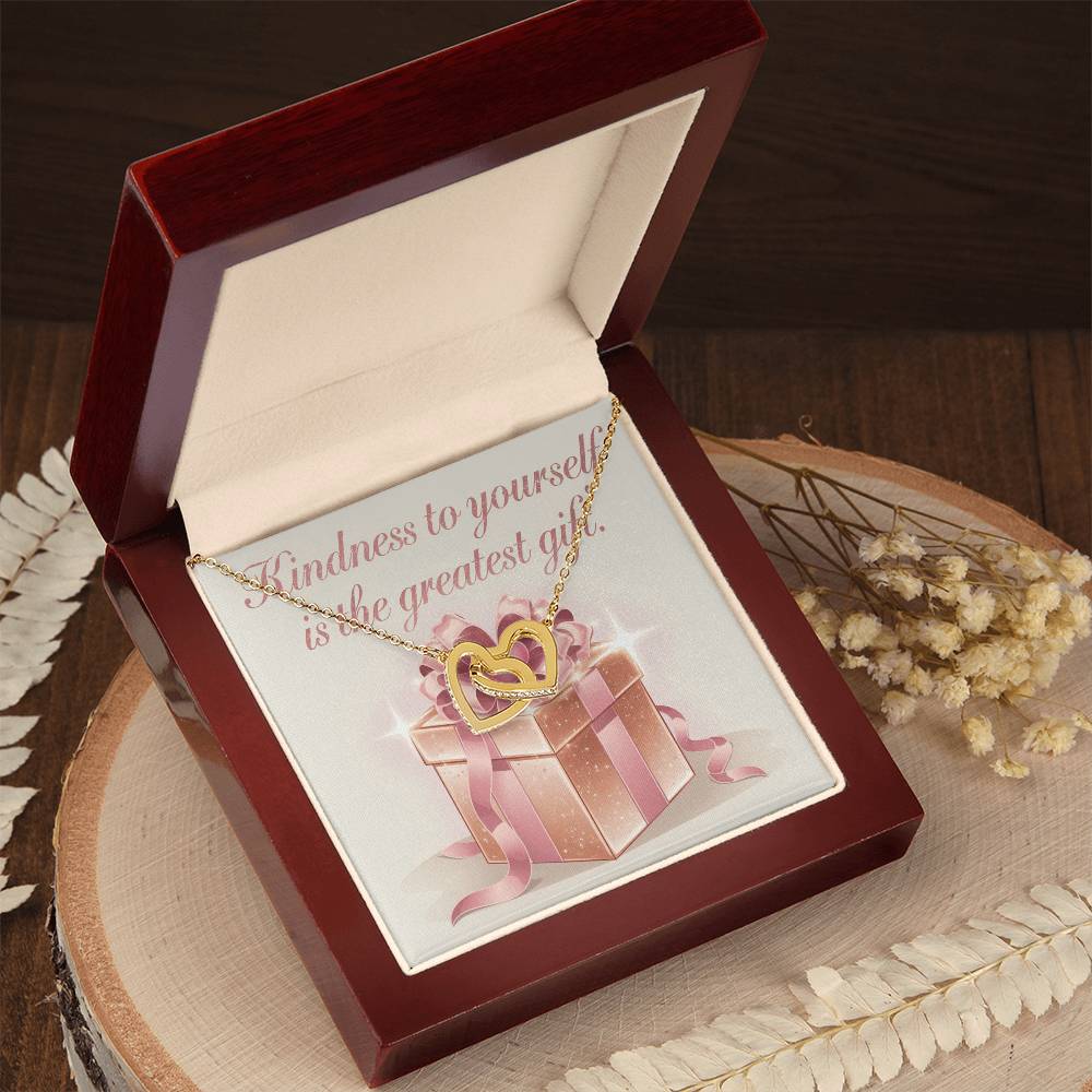 Kindness to Yourself is a True Gift - Interlocking Hearts Necklace thoughtful jewelry for inner love