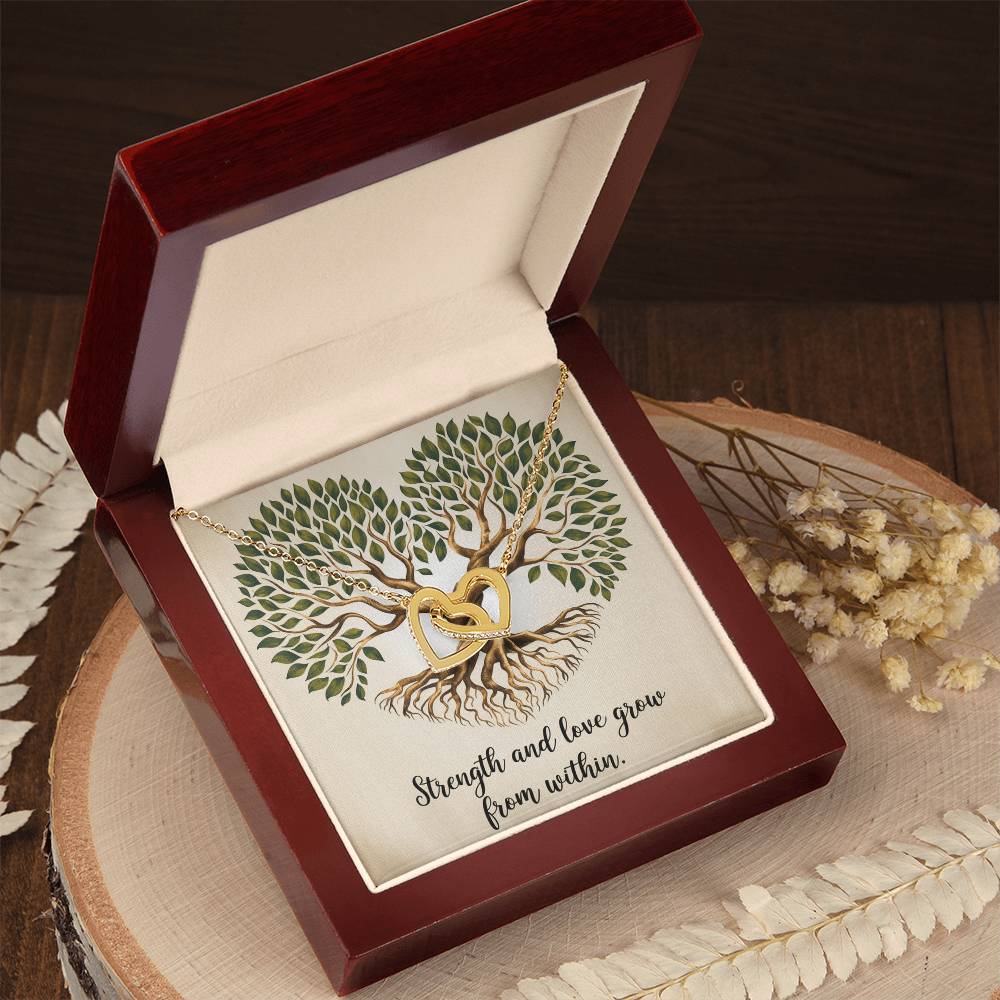Strength and Love Grow From Within - Interlocking Hearts Necklace gift of resilience & empowerment