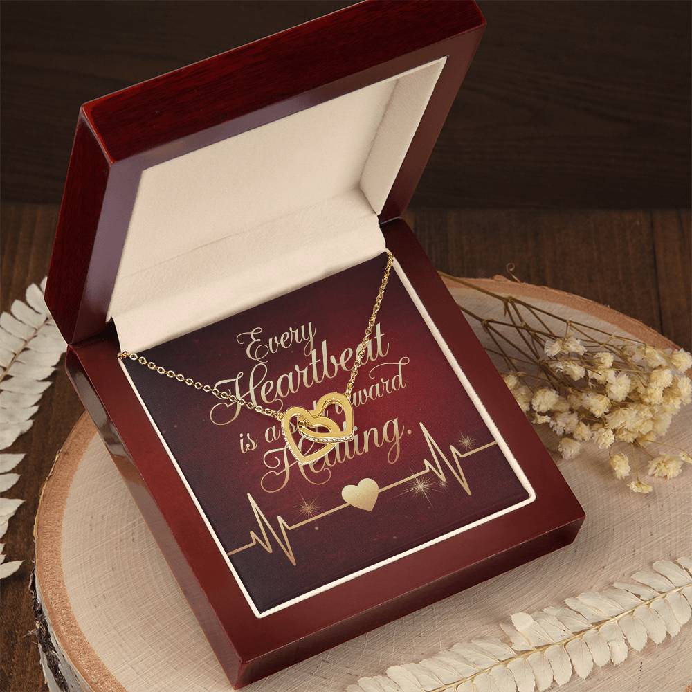 Every Heartbeat Is A Step Towards Healing: Interlocking Hearts Necklace - Mental Health Gift, Self-Love, Anxiety, PTSD Support