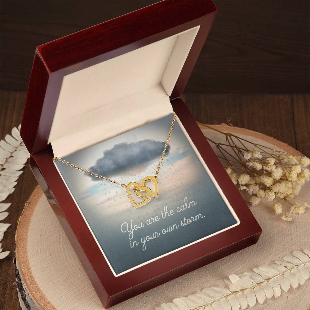 You Are The Calm In Your Own Storm: Interlocking Hearts Necklace - Mental Health Gift, Self-Love, Anxiety, PTSD Support