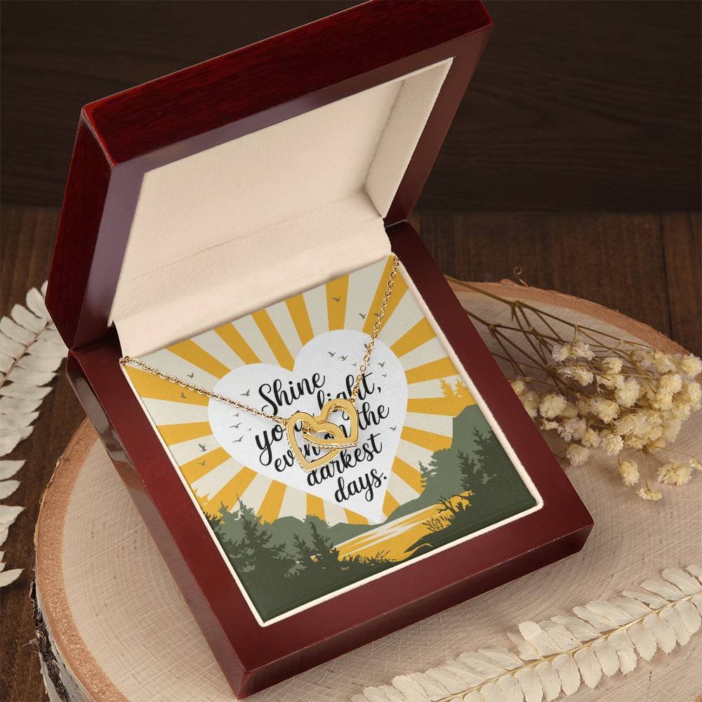 Shine Your Light Even on Dark Days - Interlocking Hearts Necklace inspirational jewelry of hope