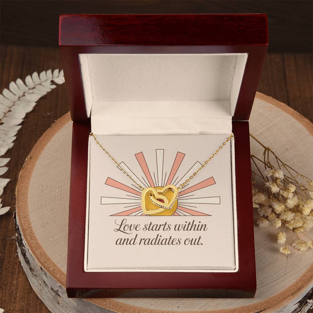 Love Starts Within And Radiates Out: Interlocking Hearts Necklace - Mental Health Gift, Self-Love, Anxiety, PTSD Support