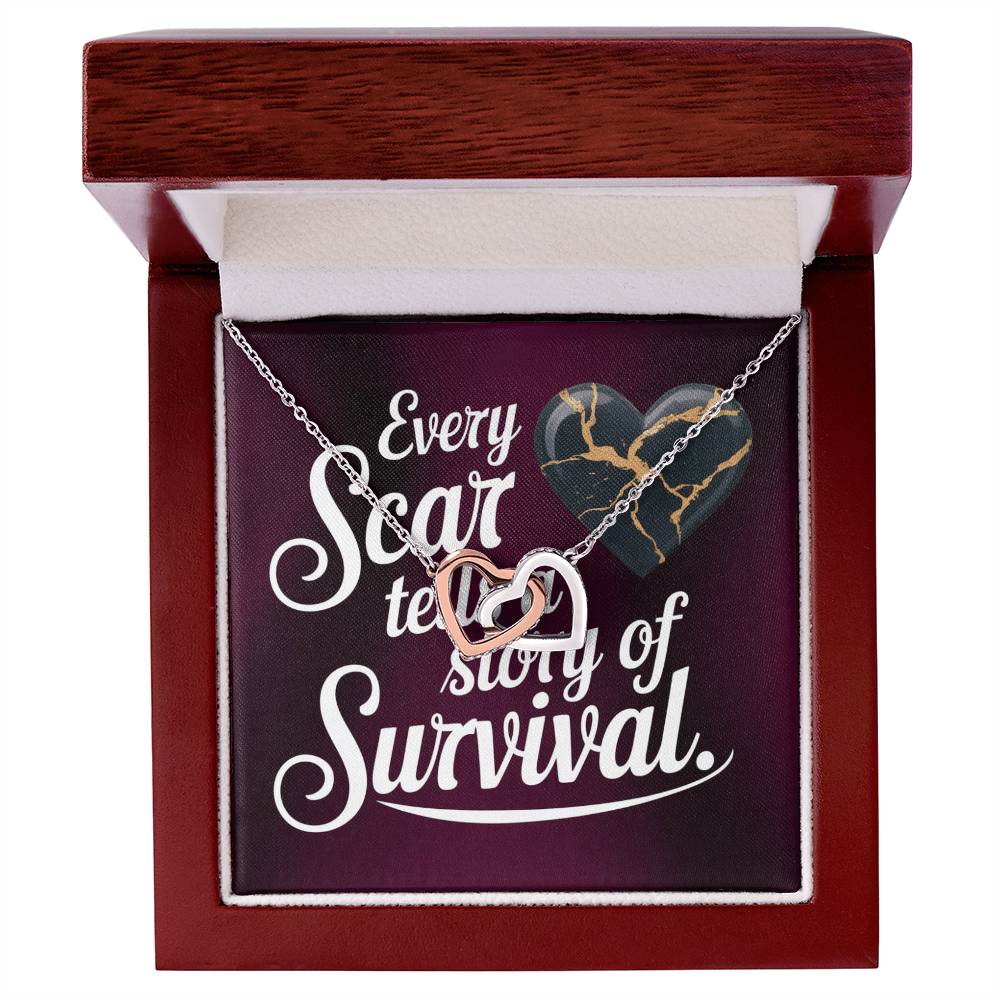Every Scar Tells A Story: Interlocking Hearts Necklace - Mental Health Gift, Self-Love, Anxiety, PTSD Support