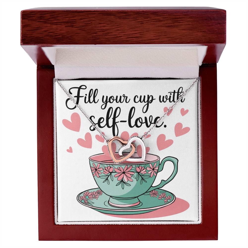 Fill Your Cup with Love - Interlocking Hearts Necklace self-care reminder jewelry for balance & positivity