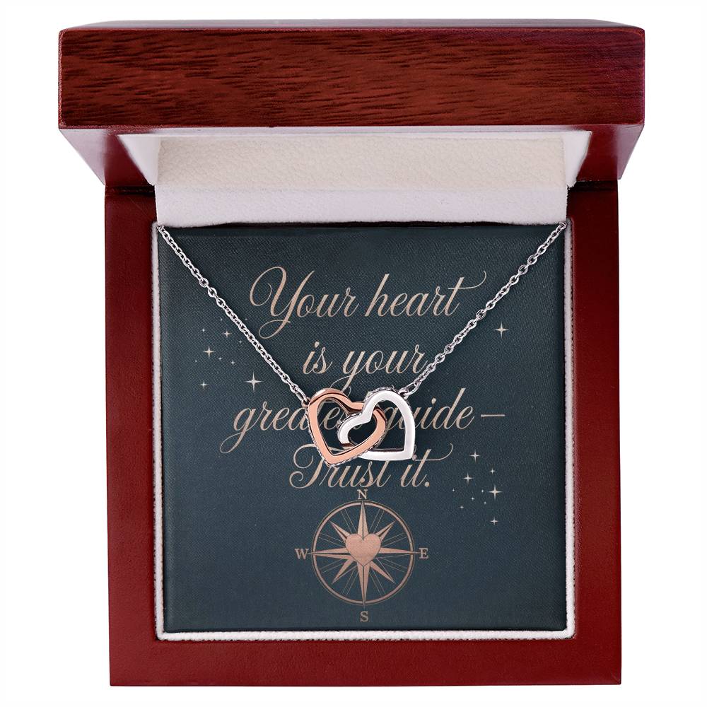 Your Heart Is Your Greatest Guide - Trust It: Interlocking Hearts Necklace - Mental Health Gift, Self-Love, Anxiety, PTSD Support