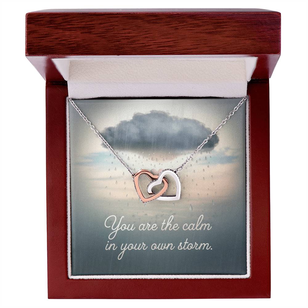 You Are The Calm In Your Own Storm: Interlocking Hearts Necklace - Mental Health Gift, Self-Love, Anxiety, PTSD Support