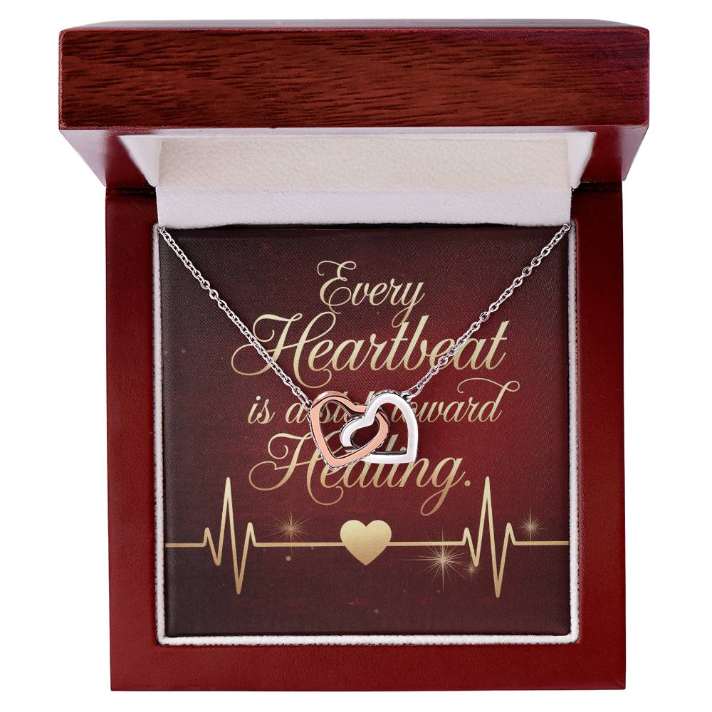 Every Heartbeat Is A Step Towards Healing: Interlocking Hearts Necklace - Mental Health Gift, Self-Love, Anxiety, PTSD Support