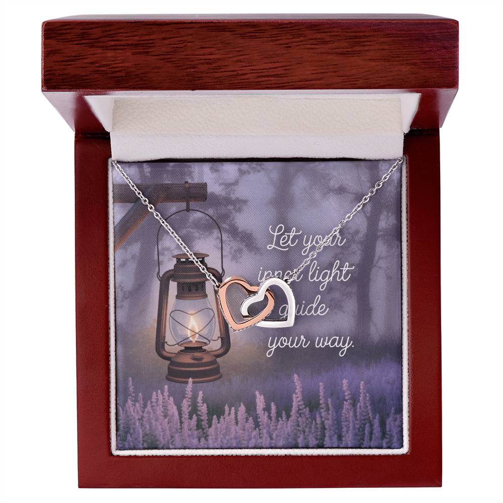 Let Your Light Show You the Way - Interlocking Hearts Necklace uplifting gift for self-discovery & hope