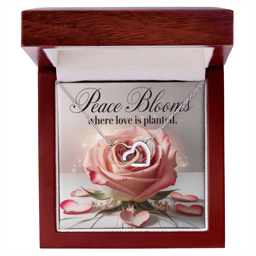 Peace Blooms Where Love Is Planted: Interlocking Hearts Necklace - Mental Health Gift, Self-Love, Anxiety, PTSD Support
