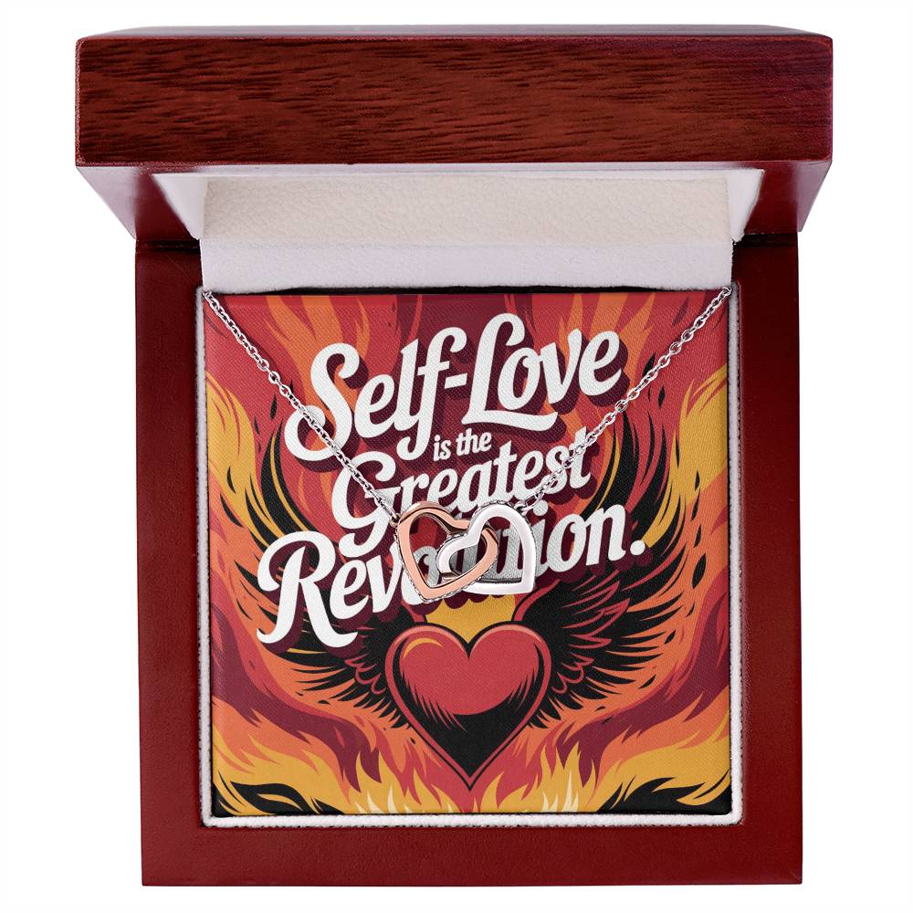 Self-Love Is The Greatest Revolution: Interlocking Hearts Necklace - Mental Health Gift, Self-Love, Anxiety, PTSD Support