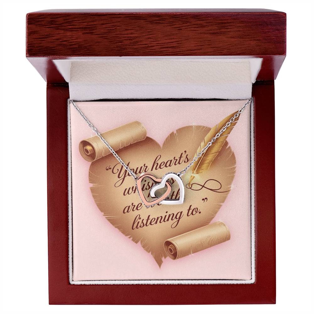 Your Heart's Whispers Are Worth Listening To: Interlocking Hearts Necklace - Mental Health Gift, Self-Love, Anxiety, PTSD Support