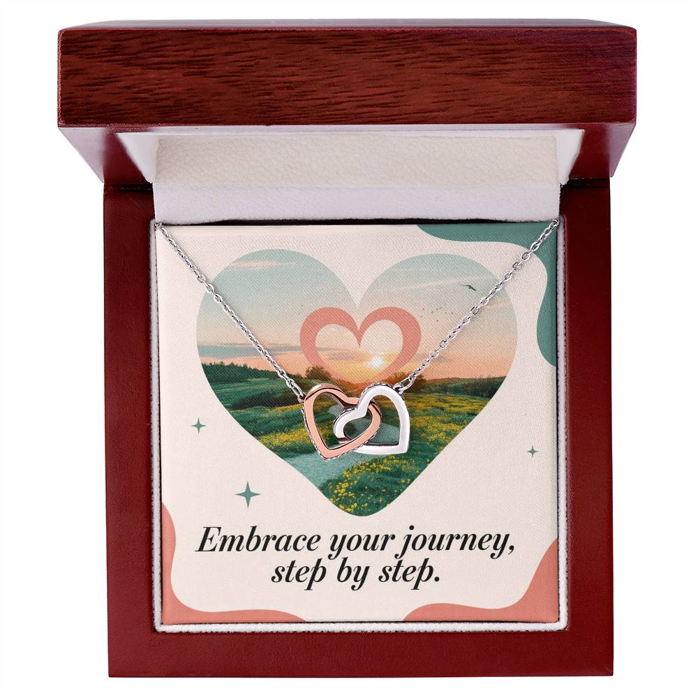 Embrace Your Journey, Step By Step: Interlocking Hearts Necklace - Mental Health Gift, Self-Love, Anxiety, PTSD Support