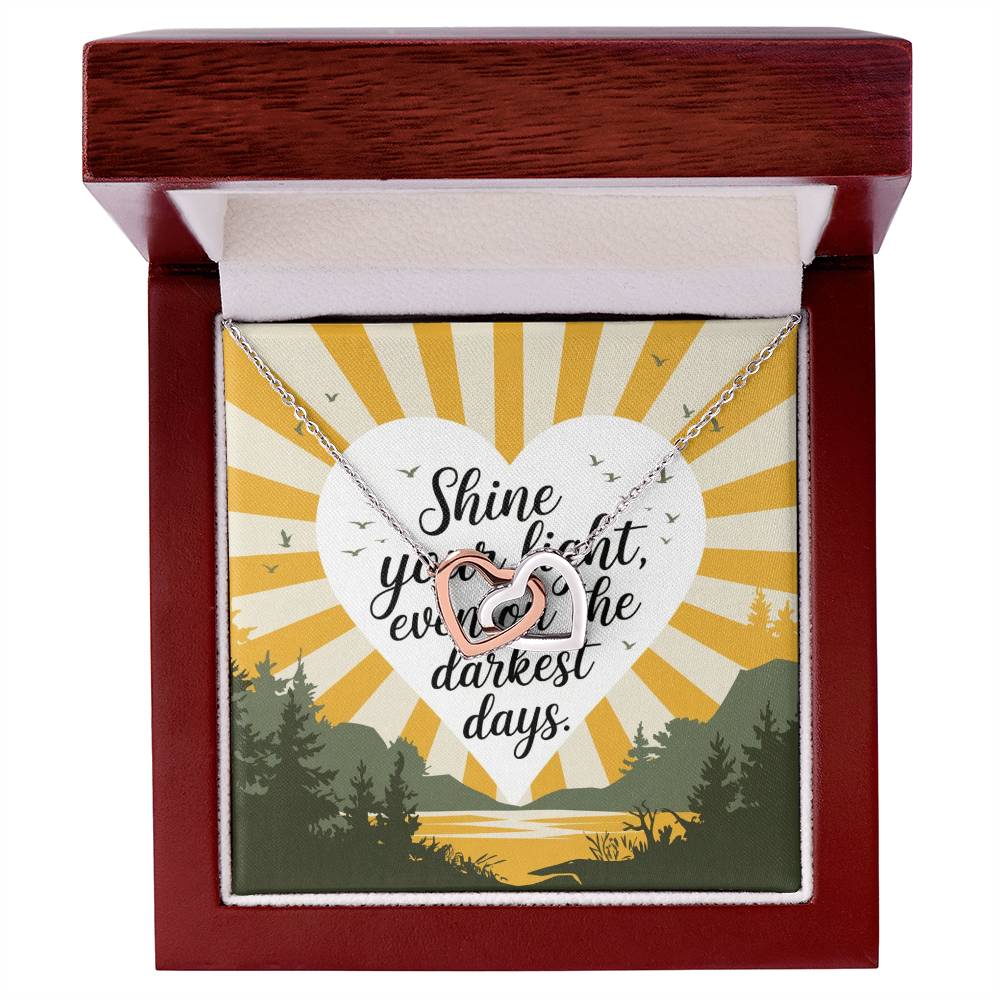 Shine Your Light Even on Dark Days - Interlocking Hearts Necklace inspirational jewelry of hope