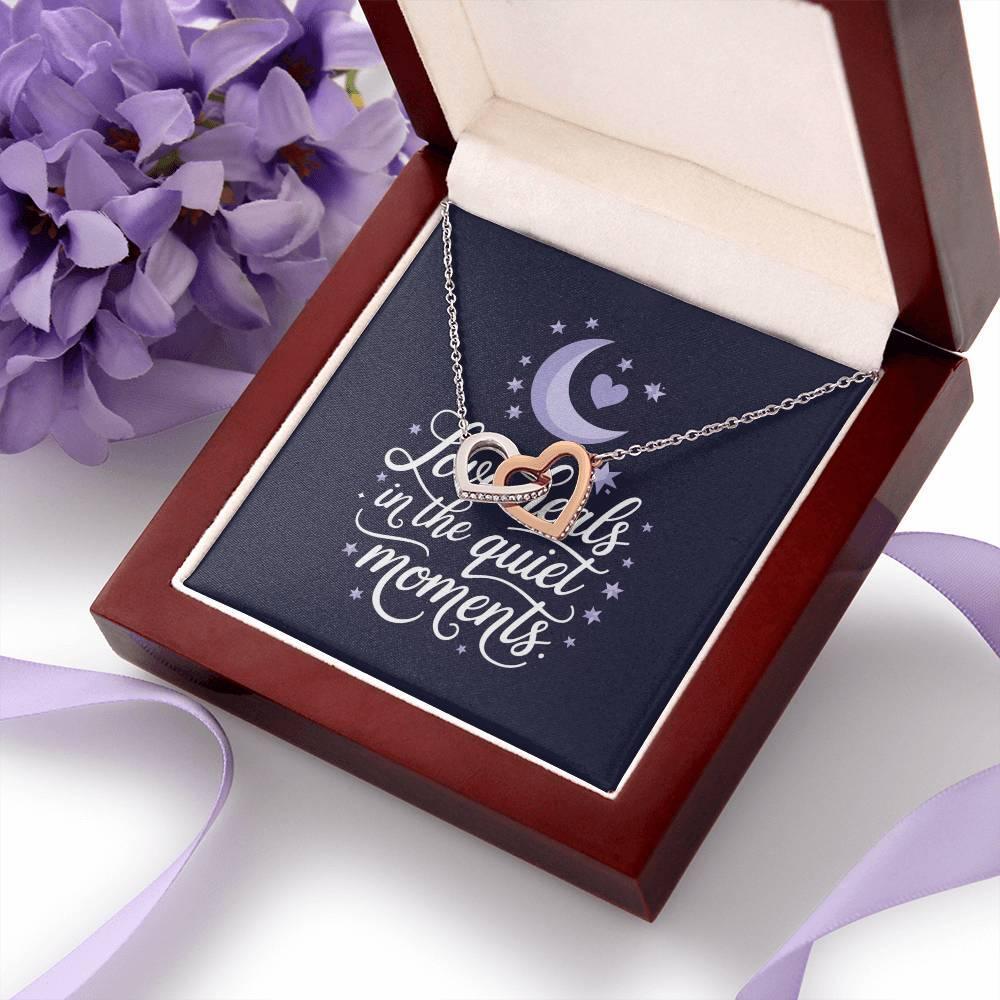 Shop our premium love heals in the quiet moments interlocking hearts necklace from MySisterIsASurvivor.