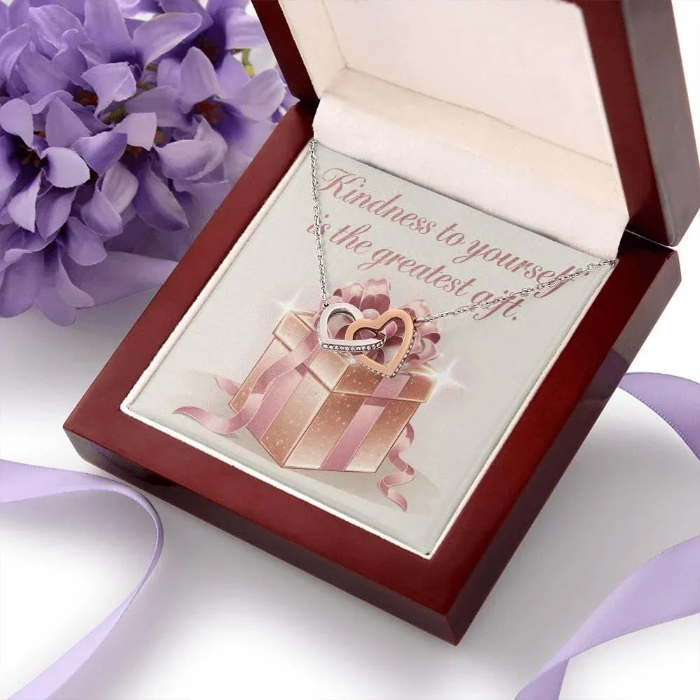 Shop our premium kindness to yourself interlocking hearts necklace from MySisterIsASurvivor.