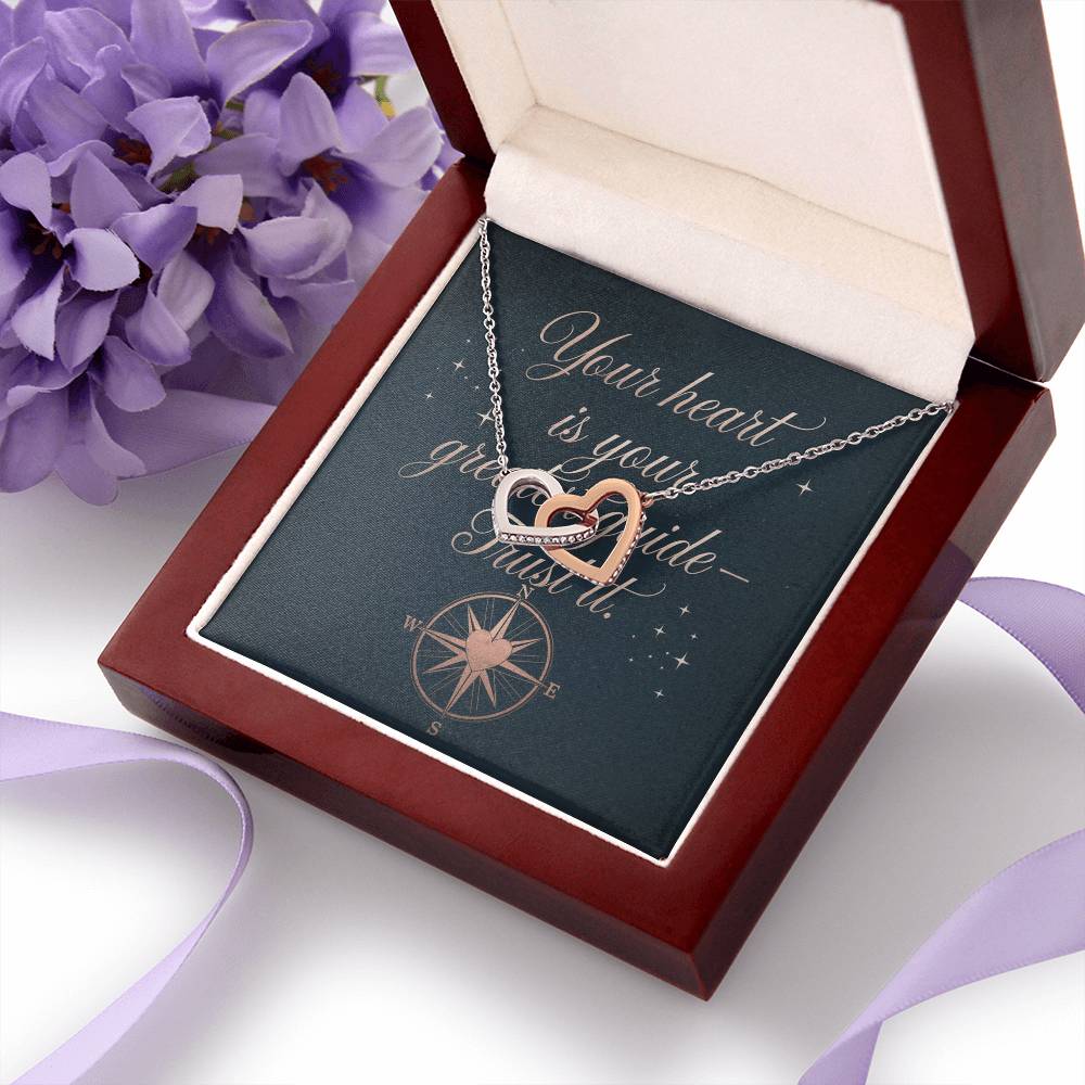 Your Heart Is Your Greatest Guide - Trust It: Interlocking Hearts Necklace - Mental Health Gift, Self-Love, Anxiety, PTSD Support