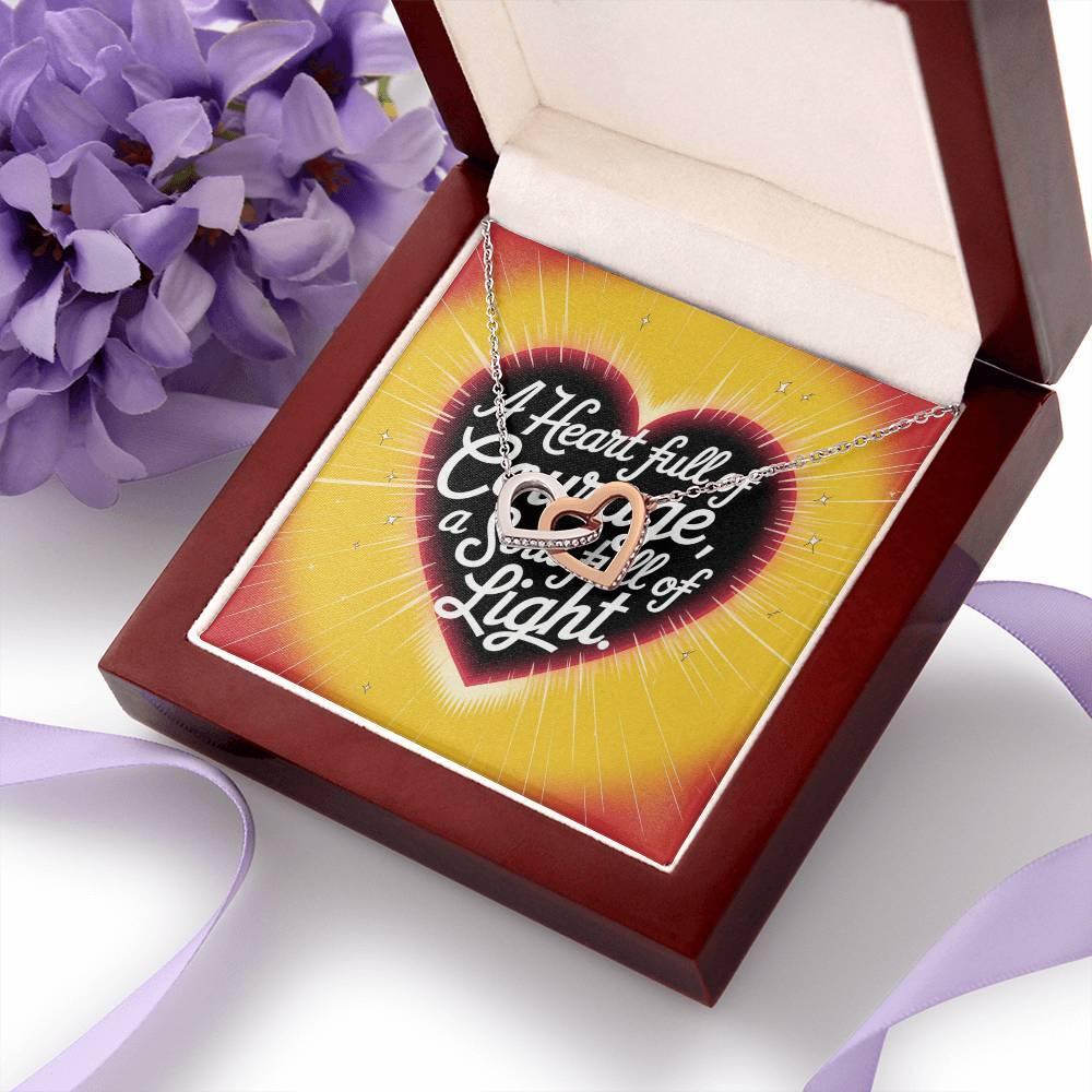 A Heart Full of Courage, Soul Full of Light - Interlocking Hearts Necklace Gift - MySisterIsASurvivor
