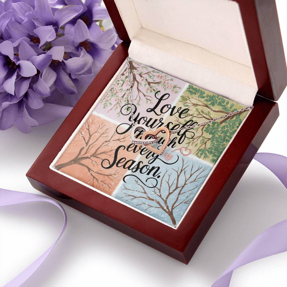 Love Yourself Through Every Season - Interlocking Hearts Necklace year-round self-kindness gift