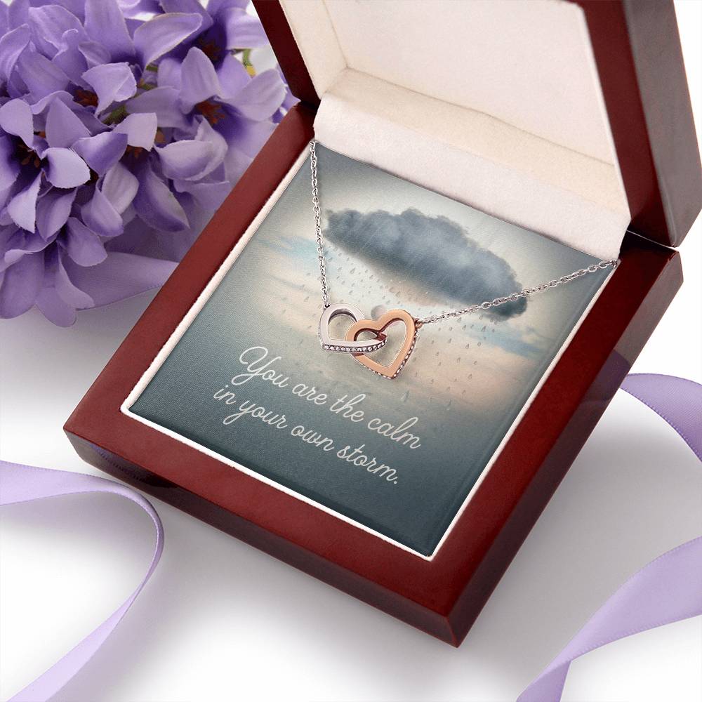 You Are The Calm In Your Own Storm: Interlocking Hearts Necklace - Mental Health Gift, Self-Love, Anxiety, PTSD Support