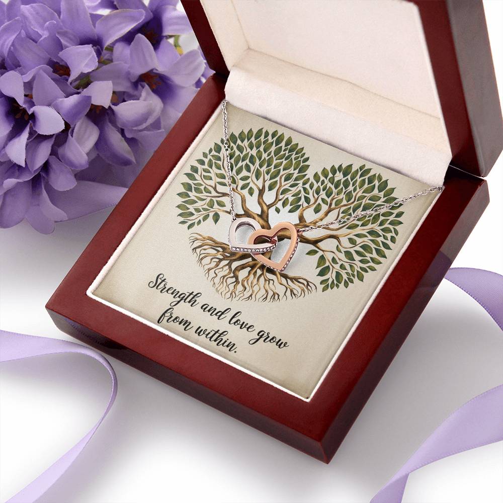 Strength and Love Grow From Within - Interlocking Hearts Necklace gift of resilience & empowerment