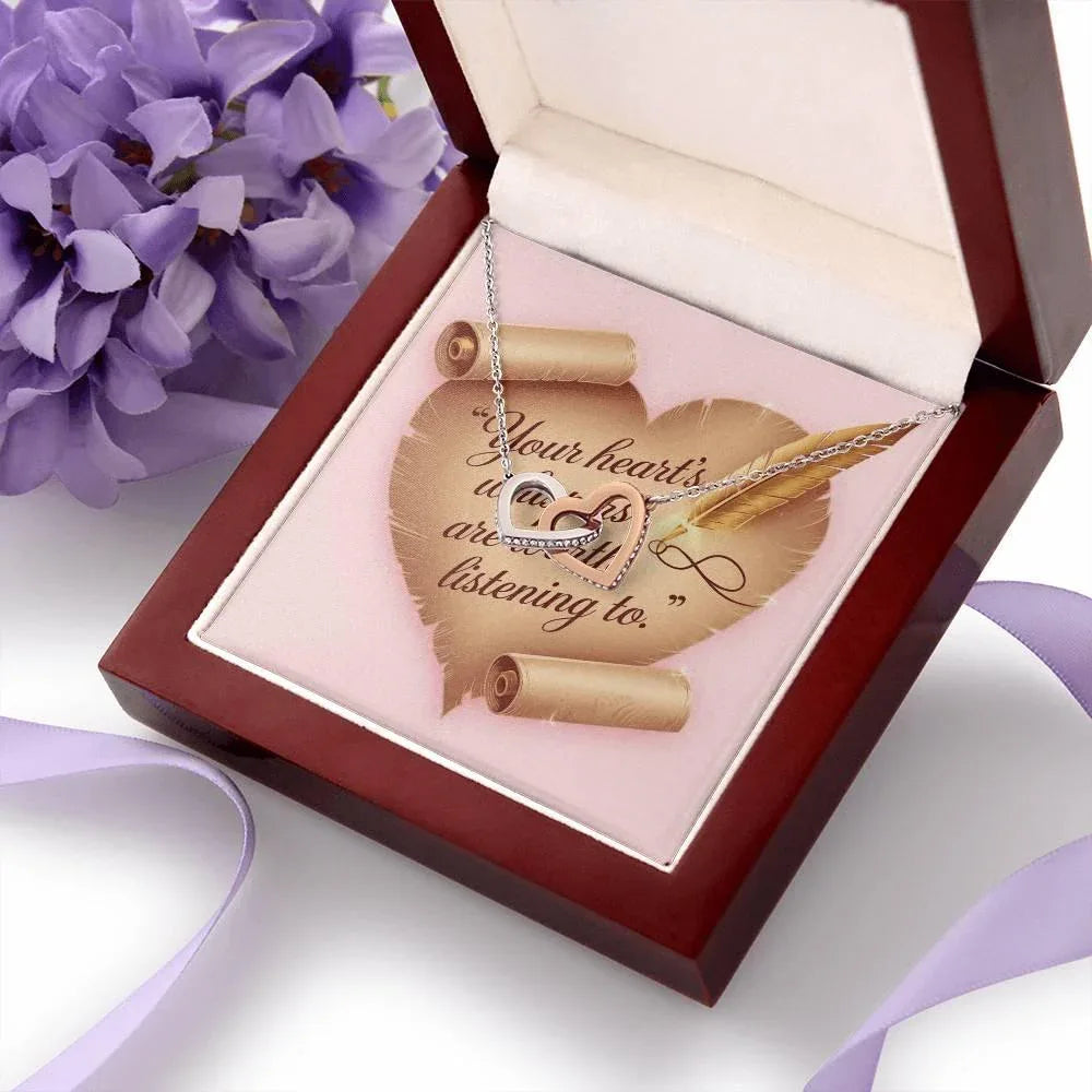 Shop our premium your hearts whispers interlocking hearts necklace from MySisterIsASurvivor.