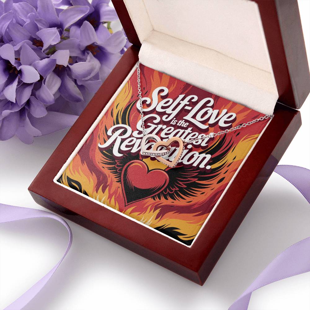 Self-Love Is The Greatest Revolution: Interlocking Hearts Necklace - Mental Health Gift, Self-Love, Anxiety, PTSD Support