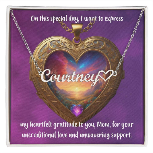 Heartfelt Gratitude for Mom - Custom Name Necklace with Heart Charm