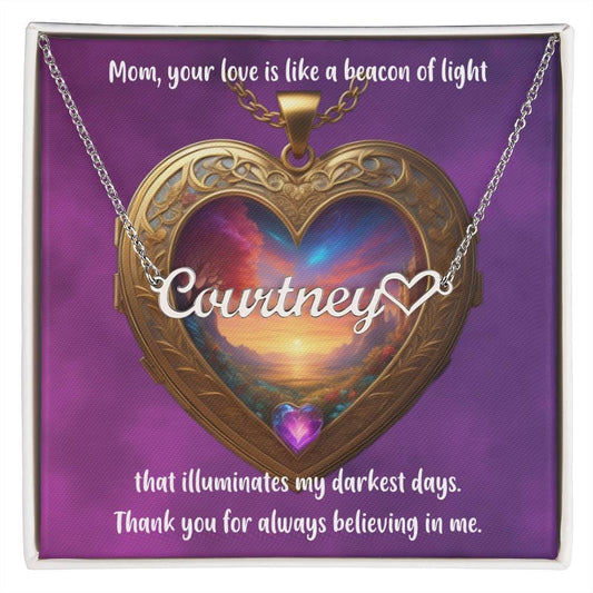 Mom, The Foundation of Our Family - Custom Name Necklace with Heart for Moms
