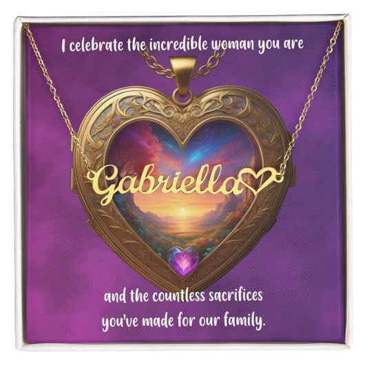 I Celebrate the Incredible Woman You Are - Custom Name Necklace for Mom with Heart Charm