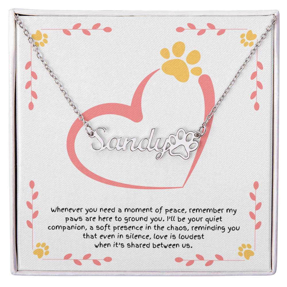Dog lover necklace with paw print charm, celebrating loyalty, courage, and the trust of walking life’s path together.