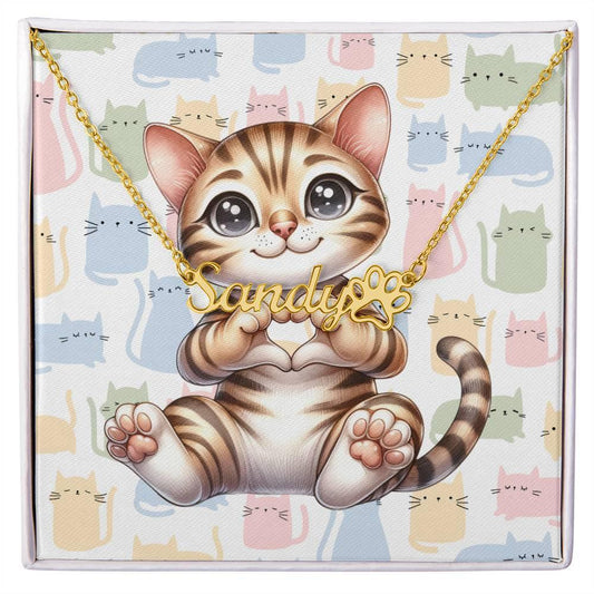 Bengal Cat Custom Name Necklace Jewelry