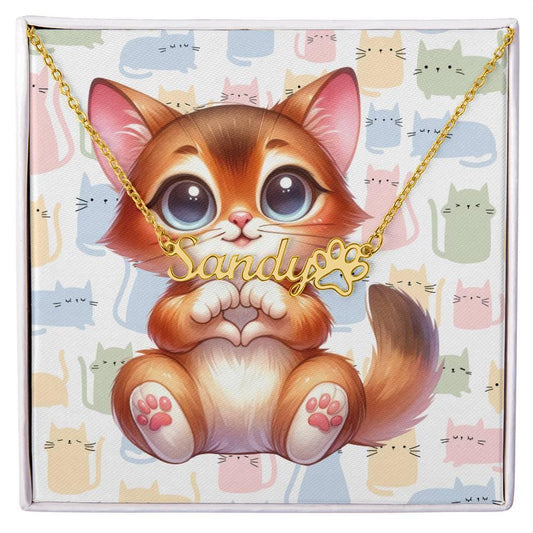 Somali Cat Custom Name Necklace Jewelry