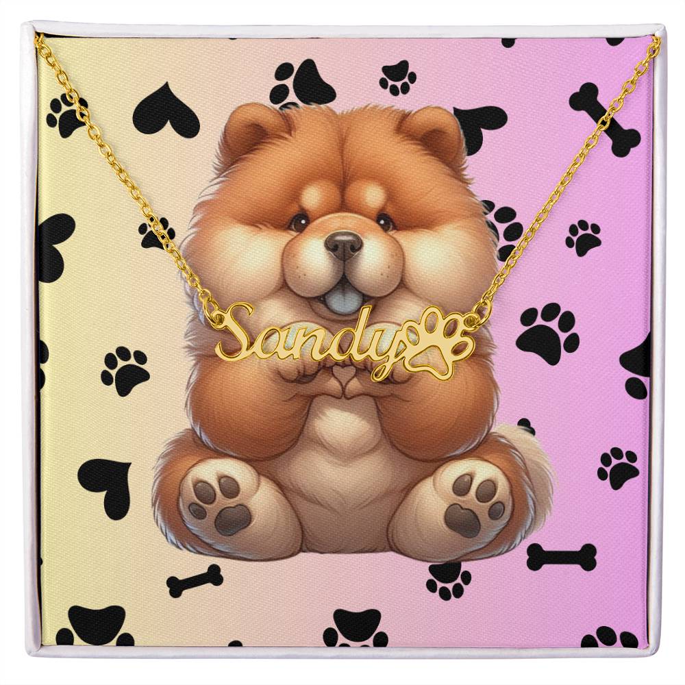 Chow Chow name necklace personalized dog jewelry custom paw print keepsake unique dog lover gift for Chow Chow owners