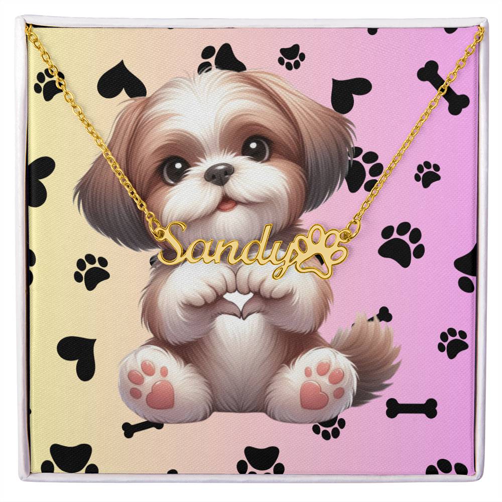 Shih Tzu paw print necklace personalized dog jewelry custom therapy animal gift for Shih Tzu lovers and dog owners