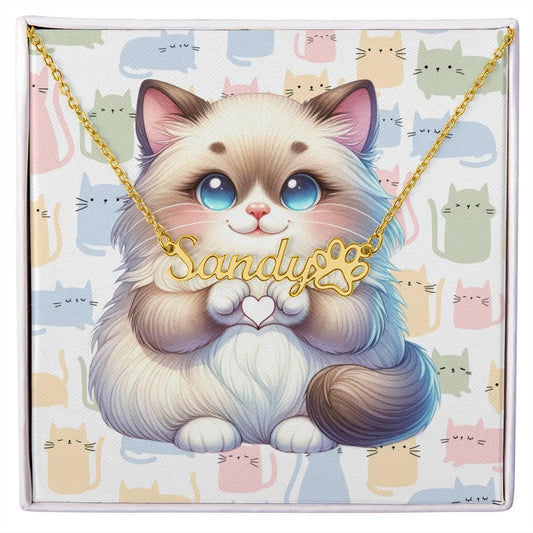 Ragdoll Cat Custom Name Jewelry Necklace