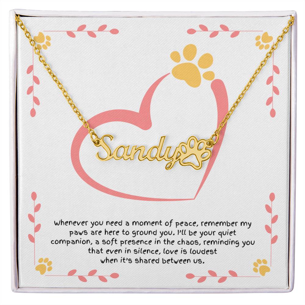 Dog lover necklace with paw print charm, celebrating loyalty, courage, and the trust of walking life’s path together.