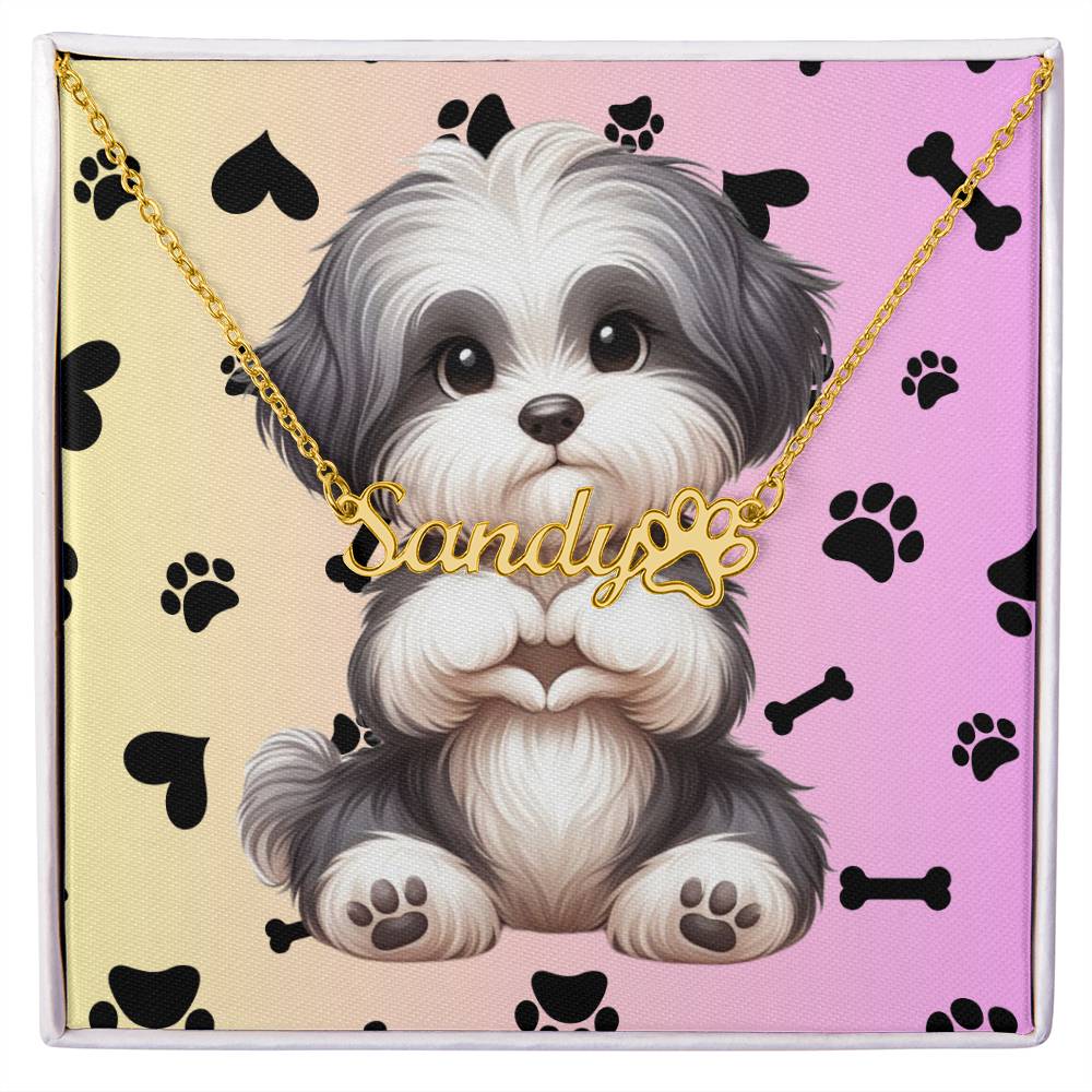 Havanese name necklace personalized dog jewelry custom paw print charm gift for Havanese owners and dog lovers