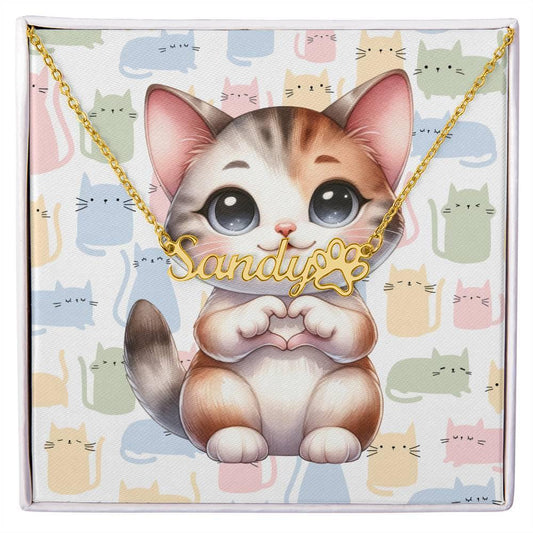 Manx Cat Custom Name Necklace Jewelry