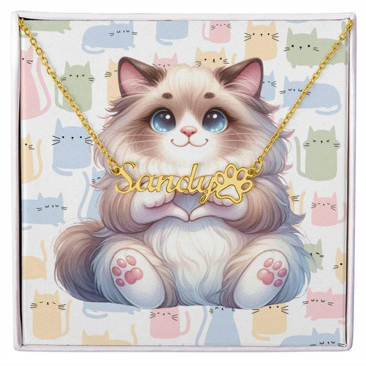 Ragdoll Cat Personalized Name Necklace