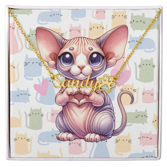 Sphynx Cat Personalized Name Necklace