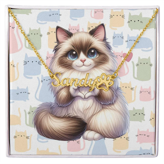 Birman Cat Personalized Name Necklace Gift