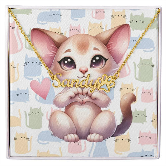 Oriental Cat Personalized Name Necklace
