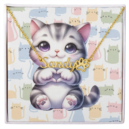 Shorthair Cat Personalized Name Necklace
