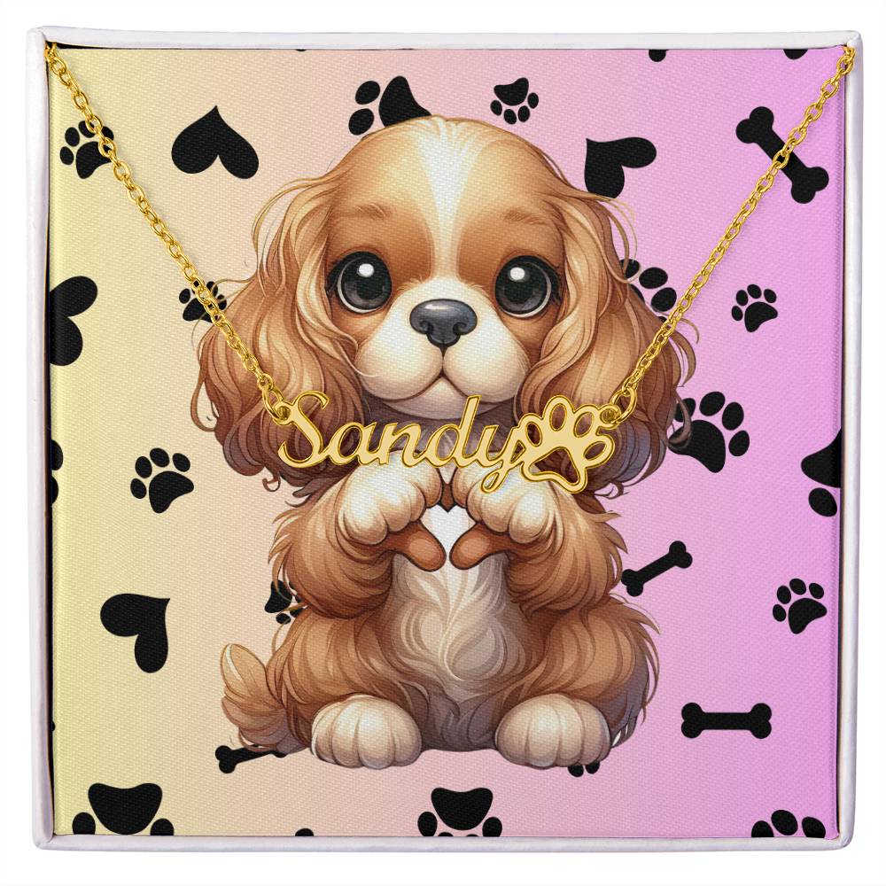 Cocker Spaniel Name Necklace - personalized dog jewelry with paw print pendant, perfect gift for Cocker Spaniel moms