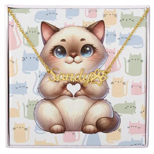 Tonkinese Cat Personalized Name Necklace