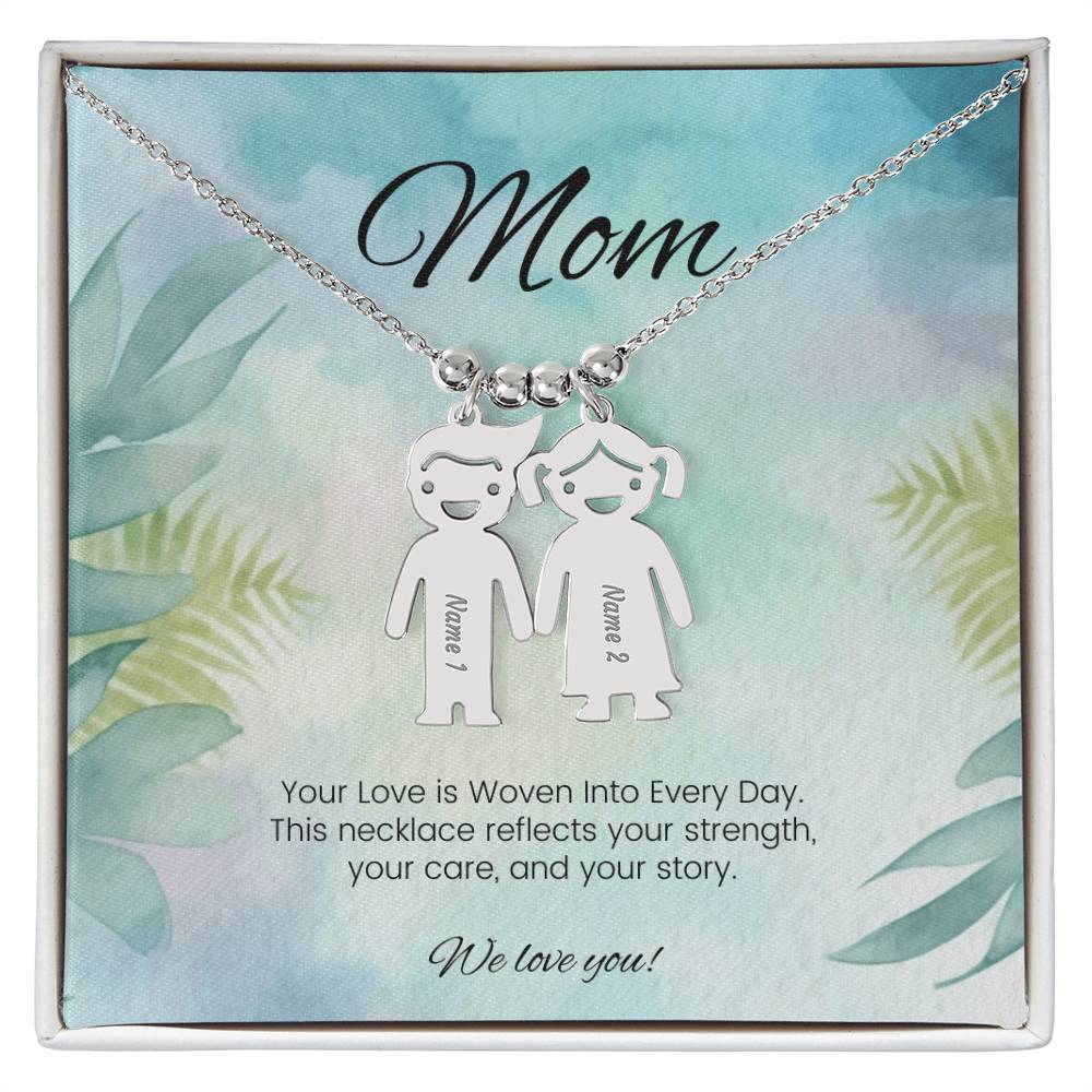 Your love is woven into every day healing engraved kids charm necklace supportive gift for mom - MySisterIsASurvivor