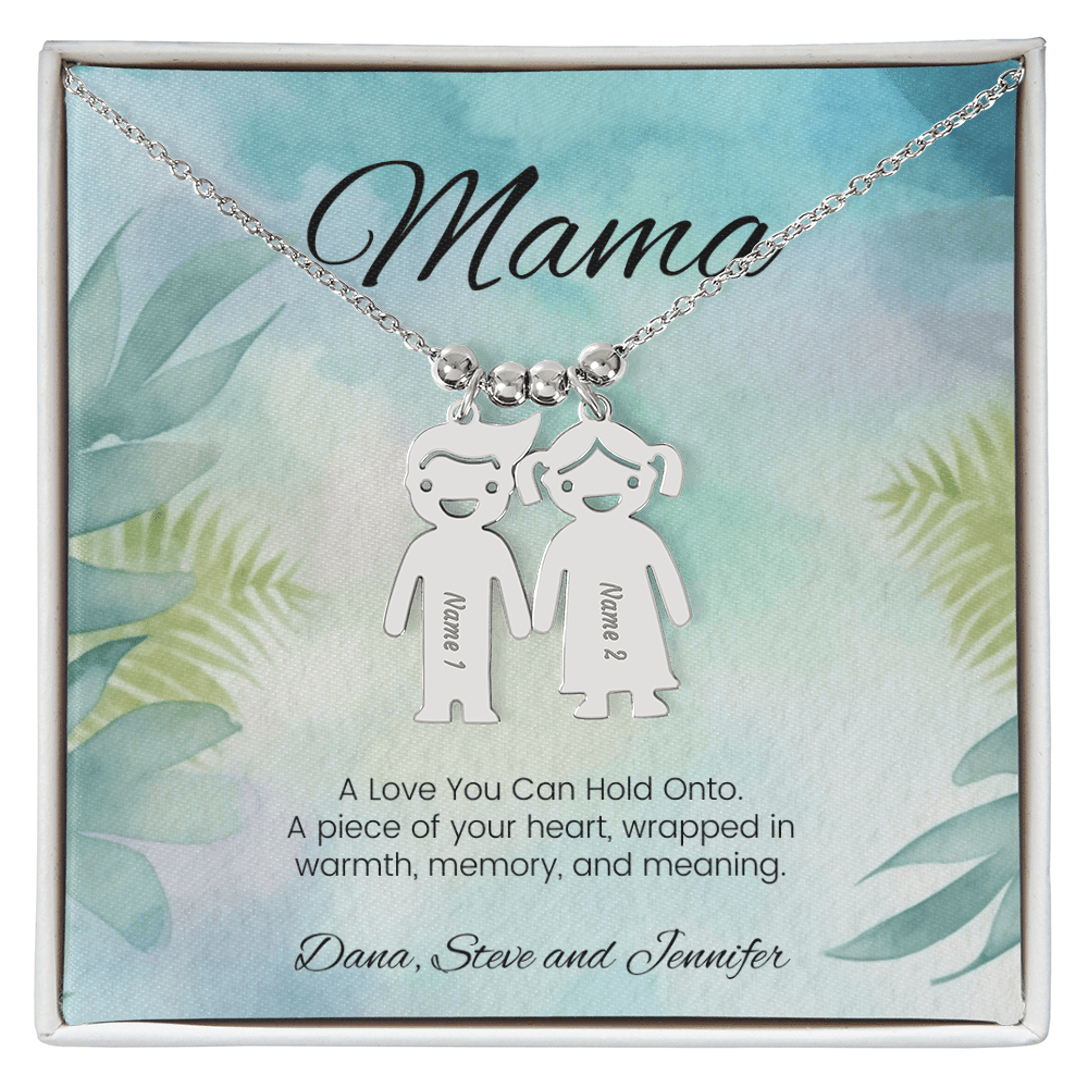 A love you can hold onto engraved kids charm necklace personalized for mom or grandma - MySisterIsASurvivor