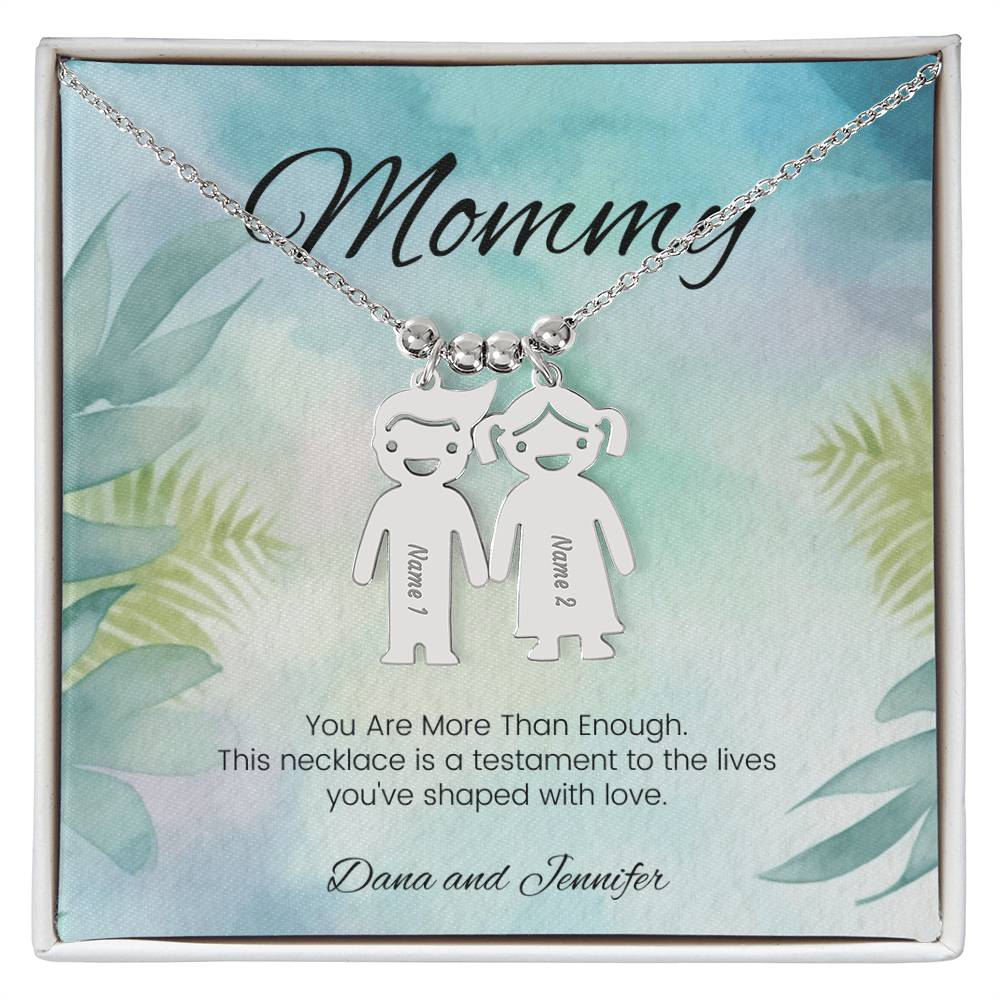 You are more than enough engraved kids charm necklace support gift for moms or grandmas - MySisterIsASurvivor